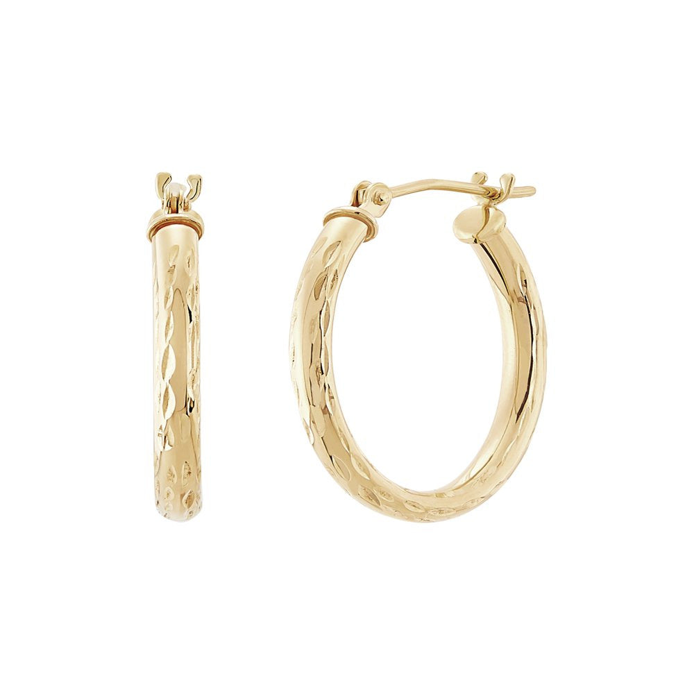 Brilliance Fine Jewelry 10K Yellow Gold Polished and Diamond-Cut round Tube Hoop