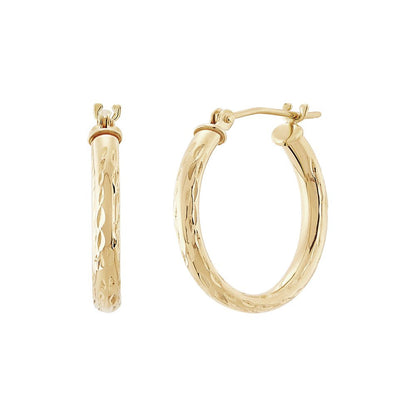 Brilliance Fine Jewelry 10K Yellow Gold Polished and Diamond-Cut round Tube Hoop