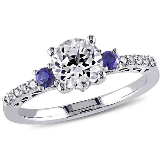 Miabella Women'S 1-3/5 Carat T.G.W. Created White Sapphire and Created Blue Sapp