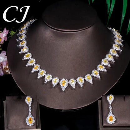 CANDICE Stunning Pave Yellow Citrine Luxury Jewelry Pear Shape CZ Crystal Choker