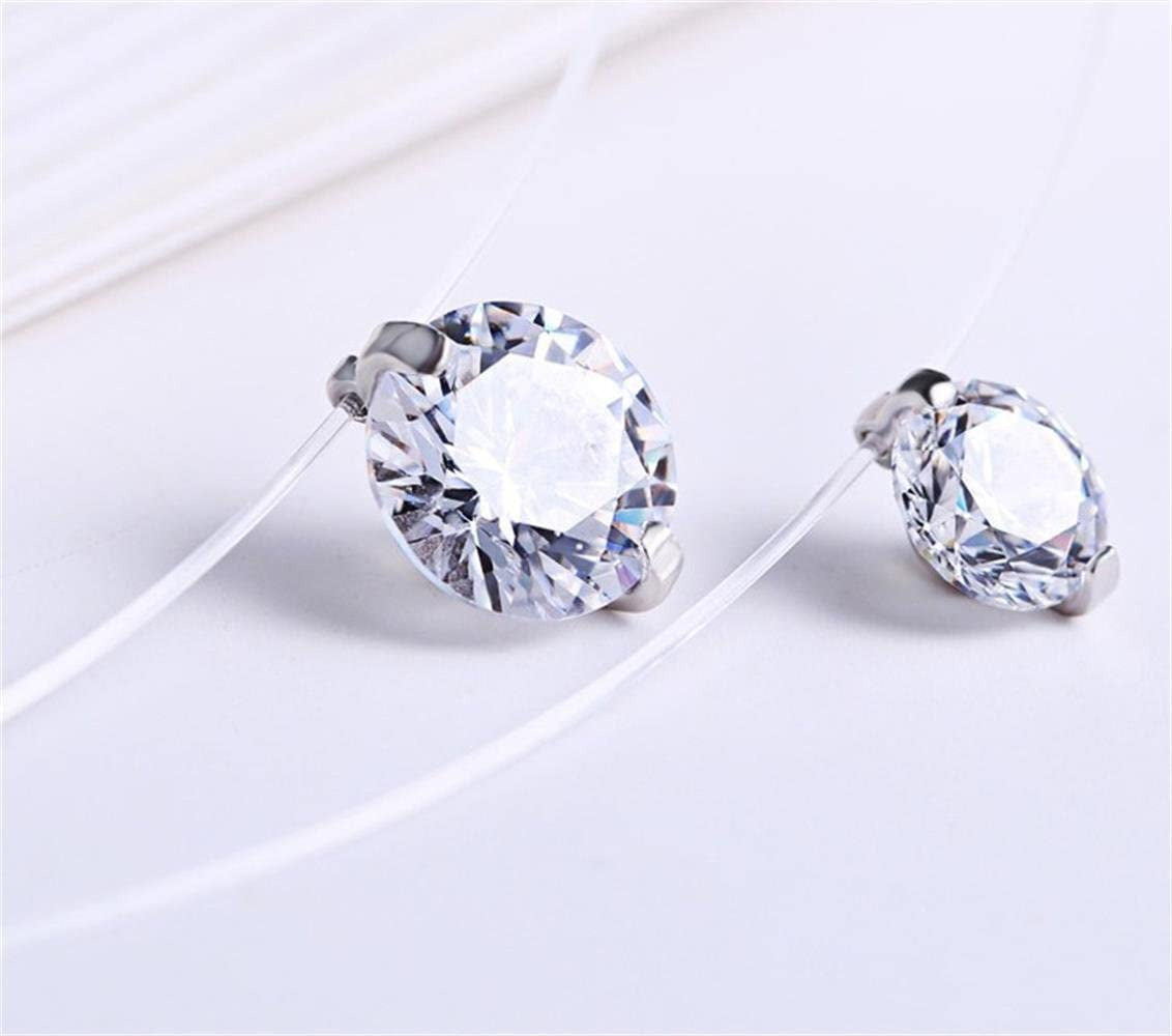 S925 round Fish Line Two Claws Cut Clear Cubic Zirconia Pendant Necklace (Silver