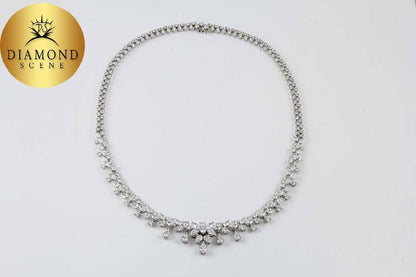 Diamond Necklace 19.40 carats of round, pear and marquise shaped  F/G VS clarity