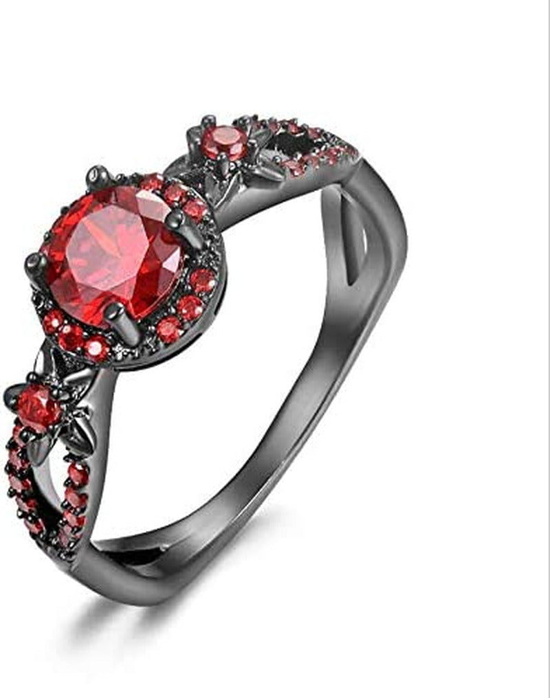 Duan Finger Rings White Fire Opal CZ Fashion round Red Ruby Ring Women'S 10KT Bl
