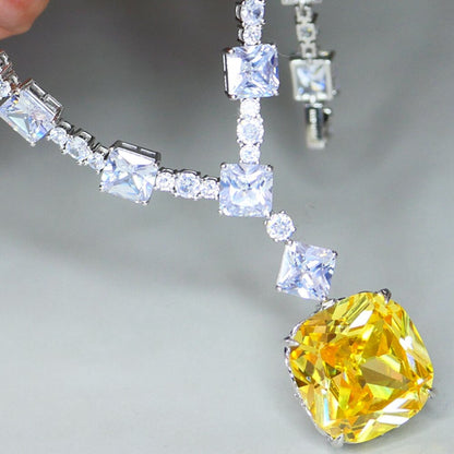 Luxury 20Mm Large Square Blue Pink Yellow Green Stone Lab Emerald Sapphire