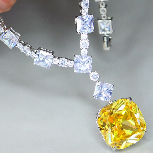 Luxury 20Mm Large Square Blue Pink Yellow Green Stone Lab Emerald Sapphire