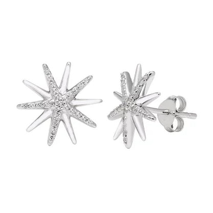 0.21 CT. T.W. Sterling Silver Diamond Starburst Pendant & Earring Set
