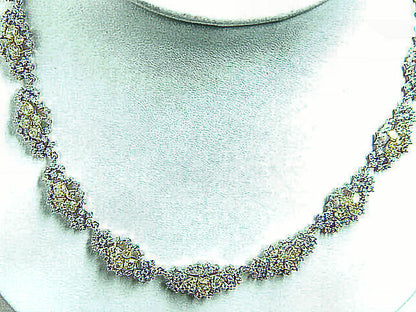 FANCY COLOR DIAMOND ROUND FANCY YELLOW DIAMOND MULTI SHAPE DIAMOND NECKLACE
