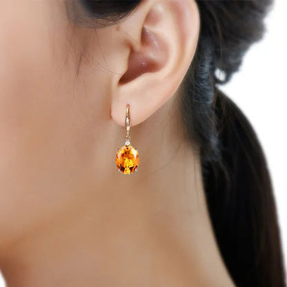4Pcs/Set Luxury Yellow Crystal Water Droplets Pendant Necklace Gemstone Dangle H