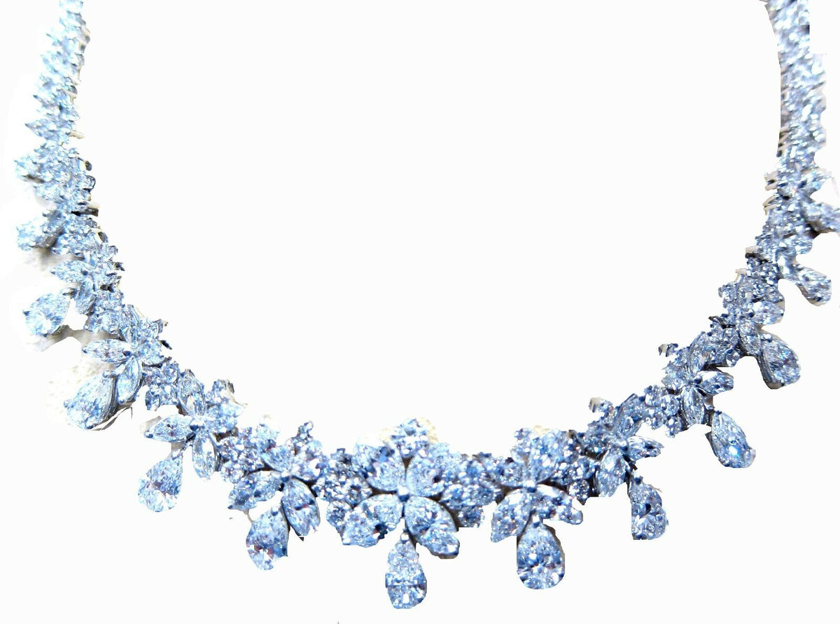 Diamond pear shape marquise round brilliant diamond shape diamond set necklace