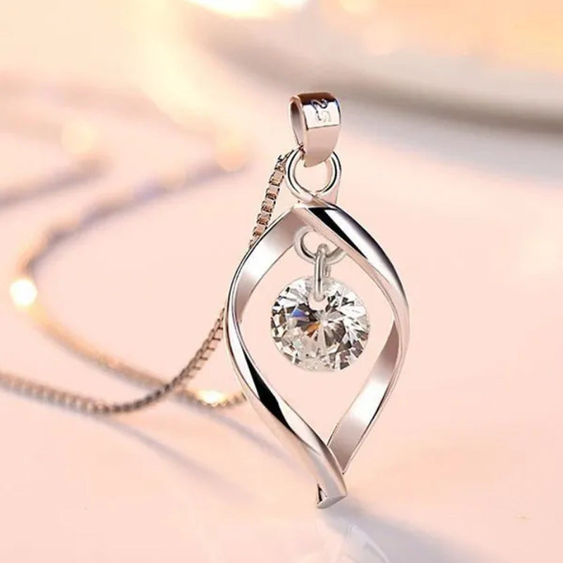Exquisite Elegant Bridal Wedding Silver Plated Necklace for Women White Sapphire
