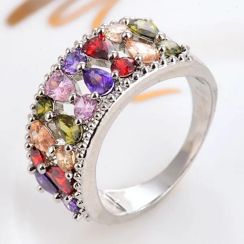 2017 New Fashion 925 Sterling Silver Amethyst Ruby Topaz Peridot Sapphire Ring C