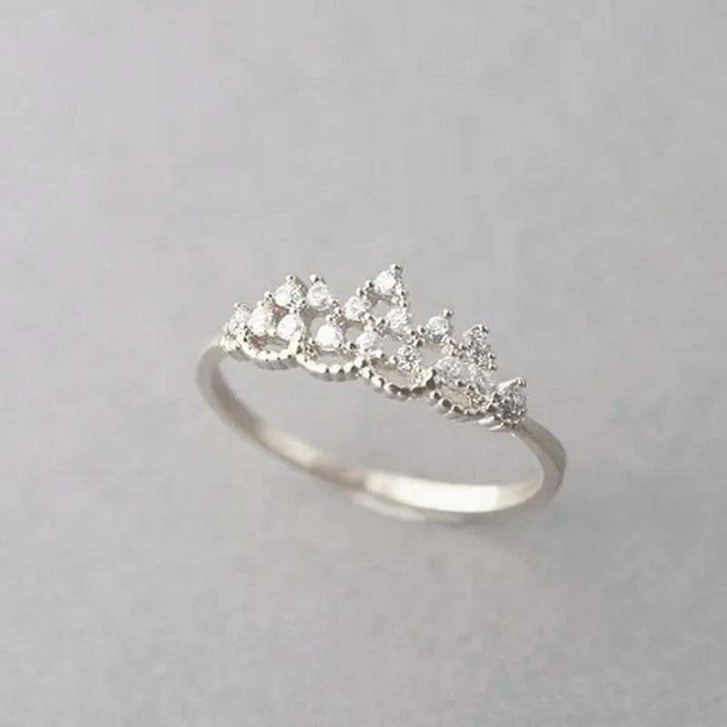 Luxury Crown Rings for Women Gold Color Shiny Crystal Cubic Zirconia Ring Elegan