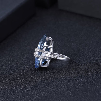 Sterling Silver Inlaid Special-Shaped Natural Color Treasure Ring