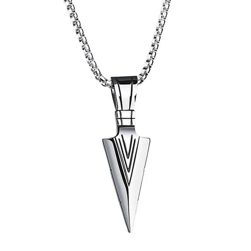 Vintage Men Necklaces Arrowhead Pendant Necklace with 21 Inch Chain Mens Jewelle
