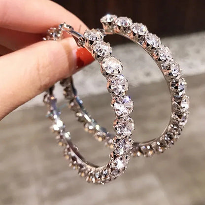 Fashion 925 Sterling Silver round Hoop Earrings for Women Romantic Bride Jewelry