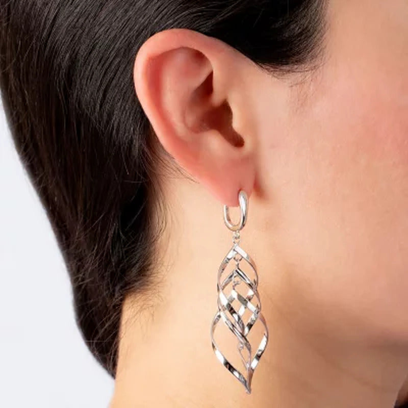Sterling Triple Marquise Lever Back Drop Ears