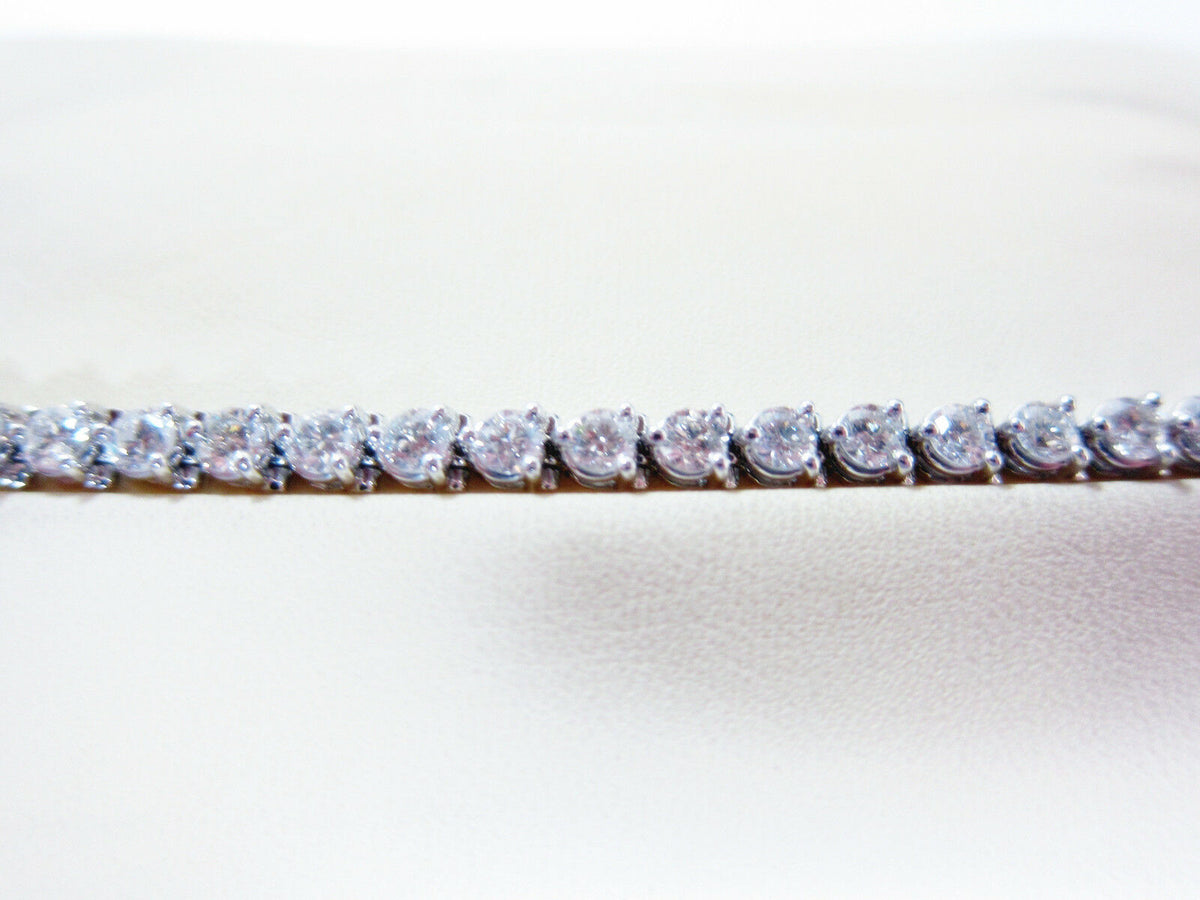 6.10 CT G COLOR VS1/2 DIAMOND 3 PRONG SET TENNIS BRACELET 14 K WHITE GOLD
