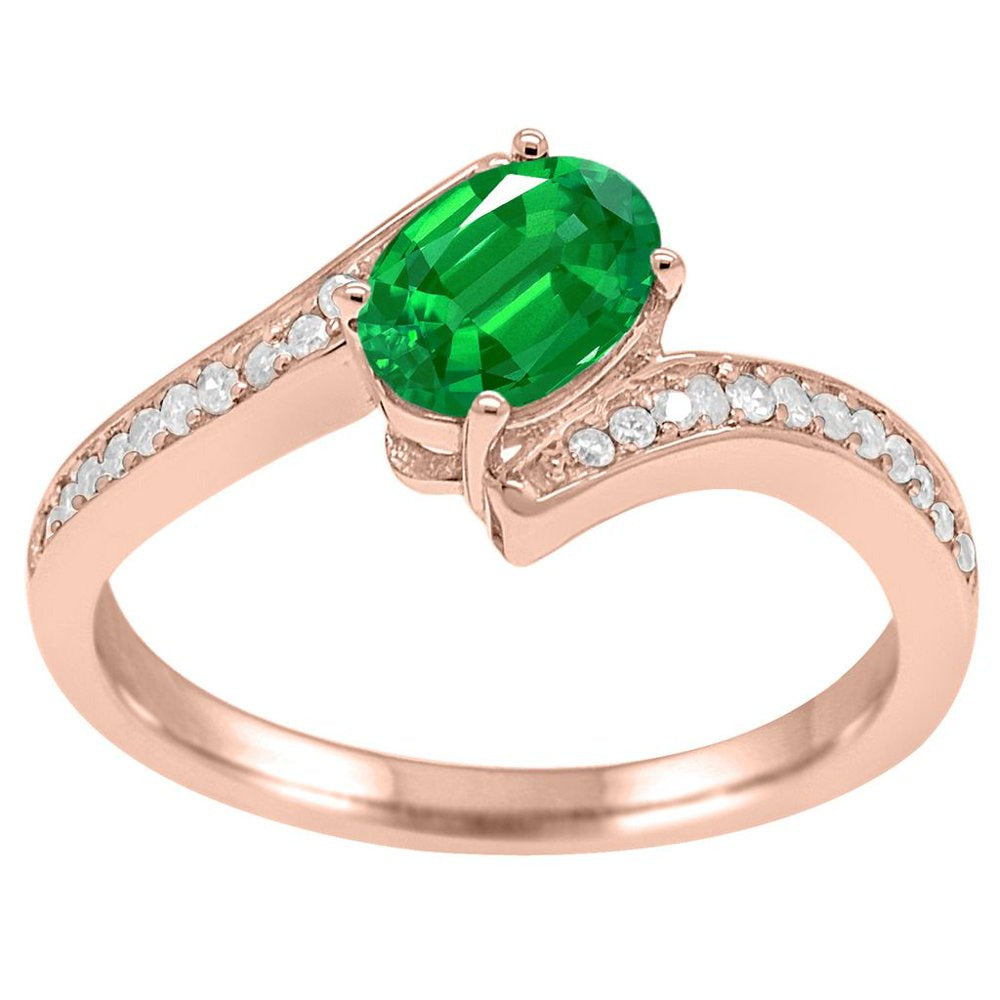 Mauli Jewels Engagement Rings for Women 1.05 Carat Emerald and Diamond Wedding E