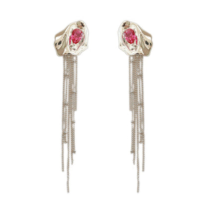 Rose Petal Tassel Stud Earrings