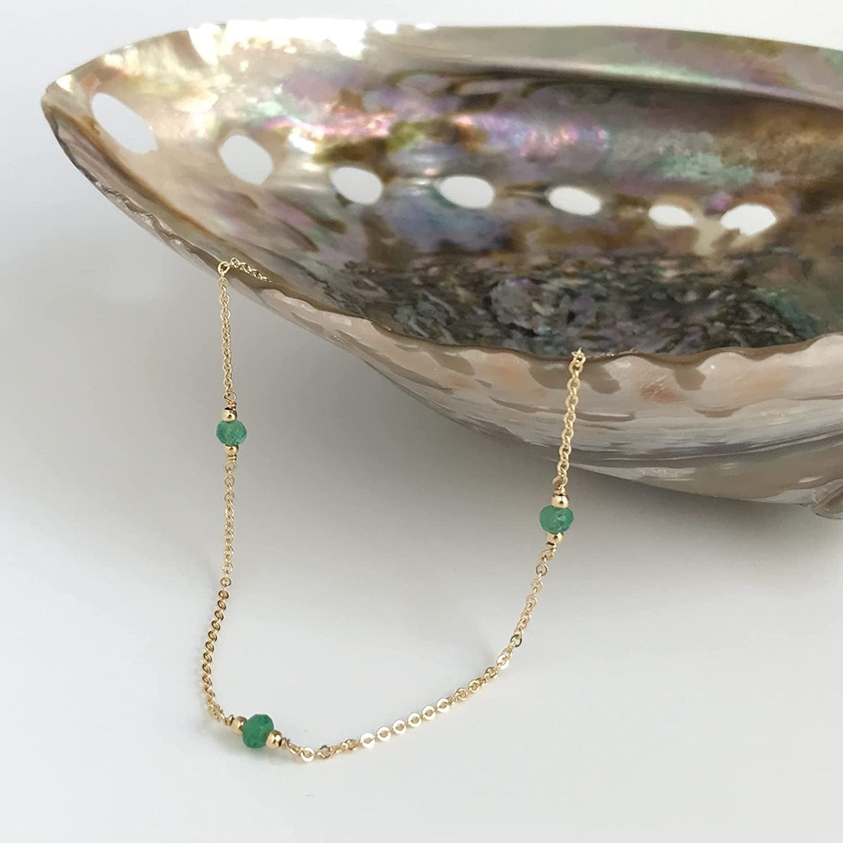 Genuine Emerald Necklace for Woman - May Birthstone Necklace - 14K Gold Filled o