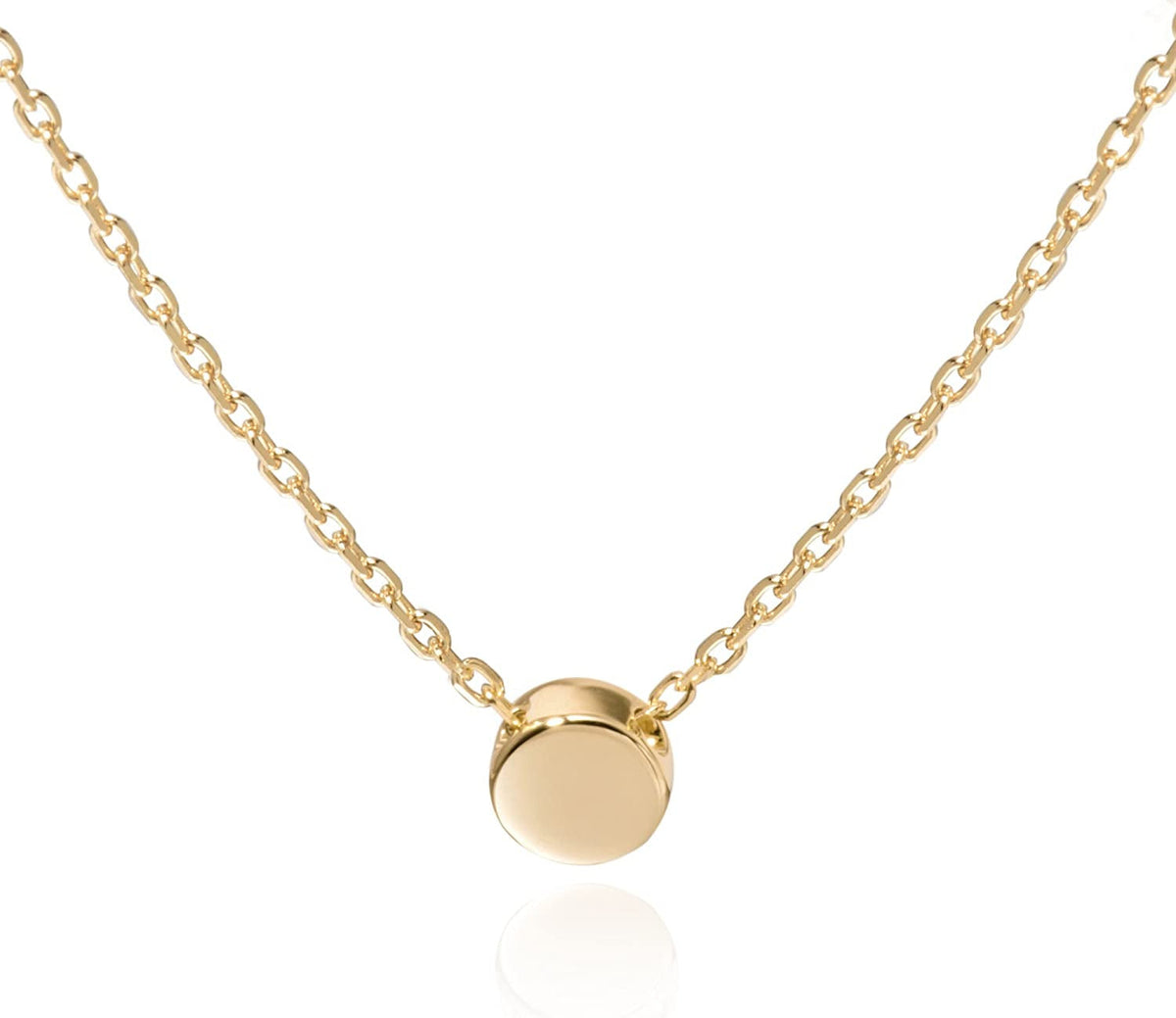 Sterling Silver Tiny Dot Necklace round Circle Necklace for Women