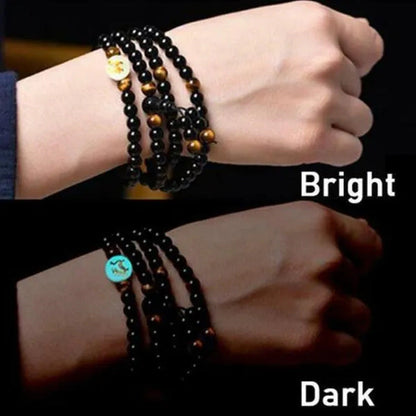 New Luminous Natural Stone Black Obsidian Healing Bracelet Weight Loss Unisex Sl