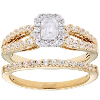 1.00 CT. T.W. Emerald Cut Diamond Engagement Ring and Band in 14K Gold (I, I1)