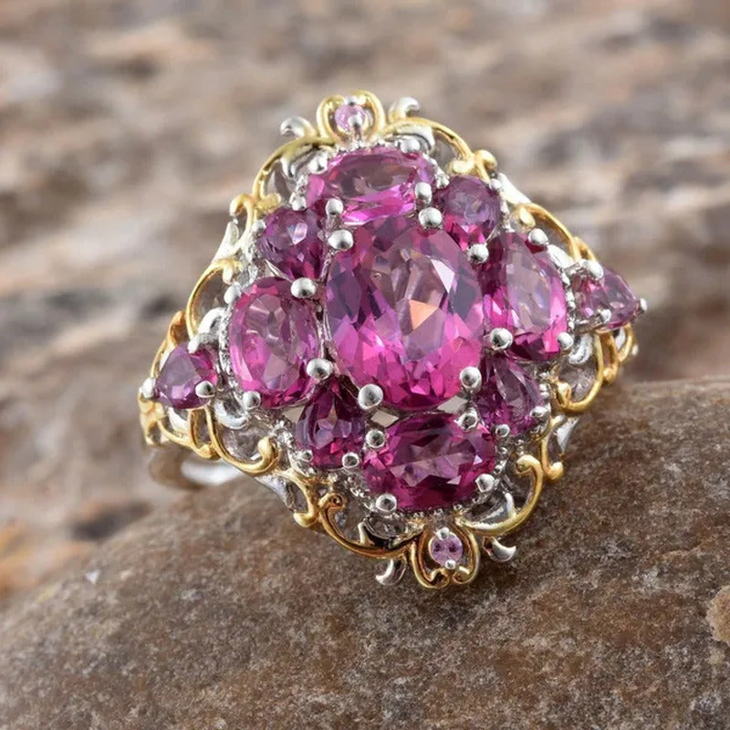 925 Sterling Silver &Ruby Gemstones Women'S Engagement Ring and Wedding Band Jew