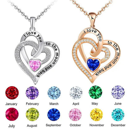 Ladies Heart-Shaped Necklace Plated 925 Sterling Silver Birthday Jewelry I Love