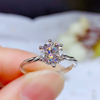 Shiny Full Diamond Ring 2Carat round Cut Cubic Zirconia Promise Wedding Ring for