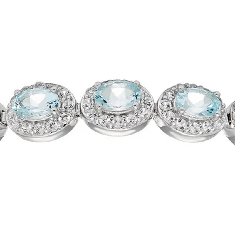 Aquamarine and White Topaz Bolo Bracelet