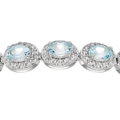 Aquamarine and White Topaz Bolo Bracelet