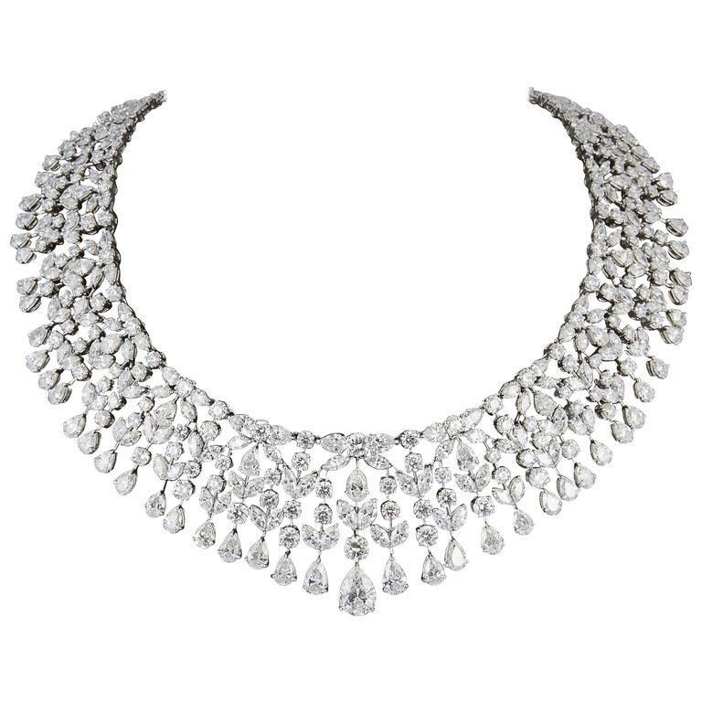 GIA CERTIFIED DIAMOND PEAR MARQUISE ROUND BRILLIANT SHAPE CHOKER NECKLACE