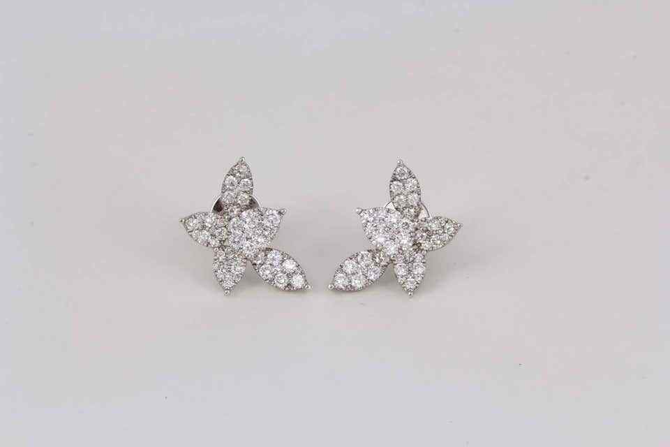Classic Diamond Gold Cluster Earrings