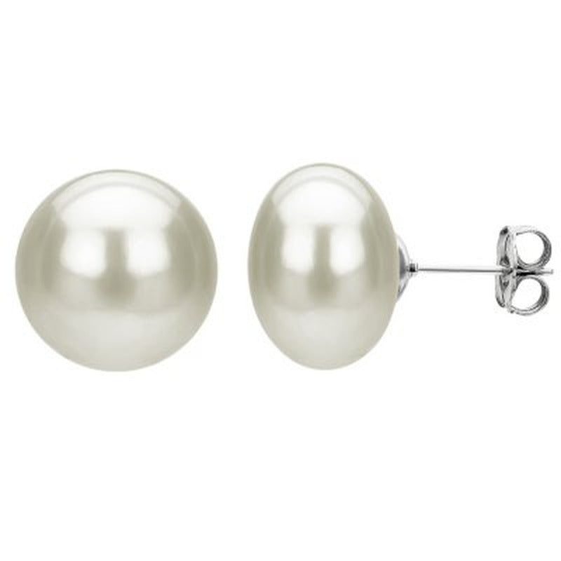 Sterling Silver Heart Clasp Freshwater Pearl Necklace and Earring Set (7-8Mm)