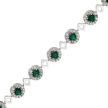 Created Emerald and Created White Sapphire Bracelet in Sterling Silver