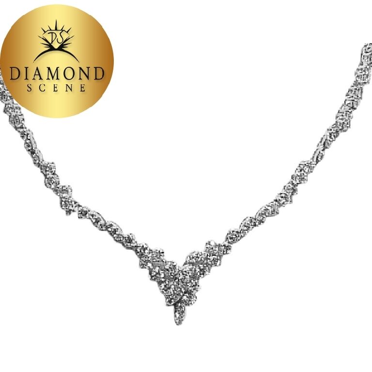 DIAMOND ROUND BRILLIANT SHAPE PRONG SET NECKLACE WHITE GOLD 10.85CT TOTAL WEIGHT