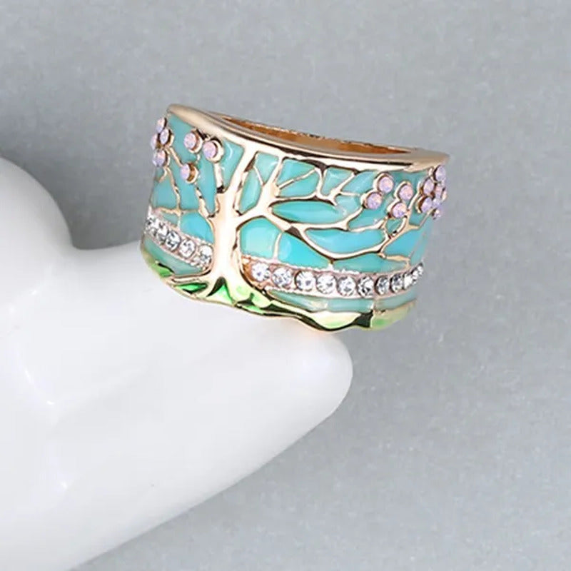 Enamel Wide Ring for Woman Big Rings for Women Vintage Jewelry Gold Ring Pink Op