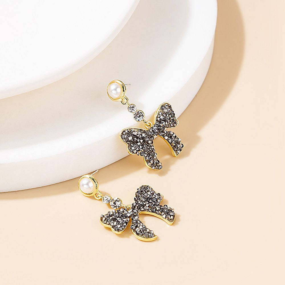 Rose Gold Earrings for Women Bow Earrings Jewellery Birthday Proposal Gift Weddi