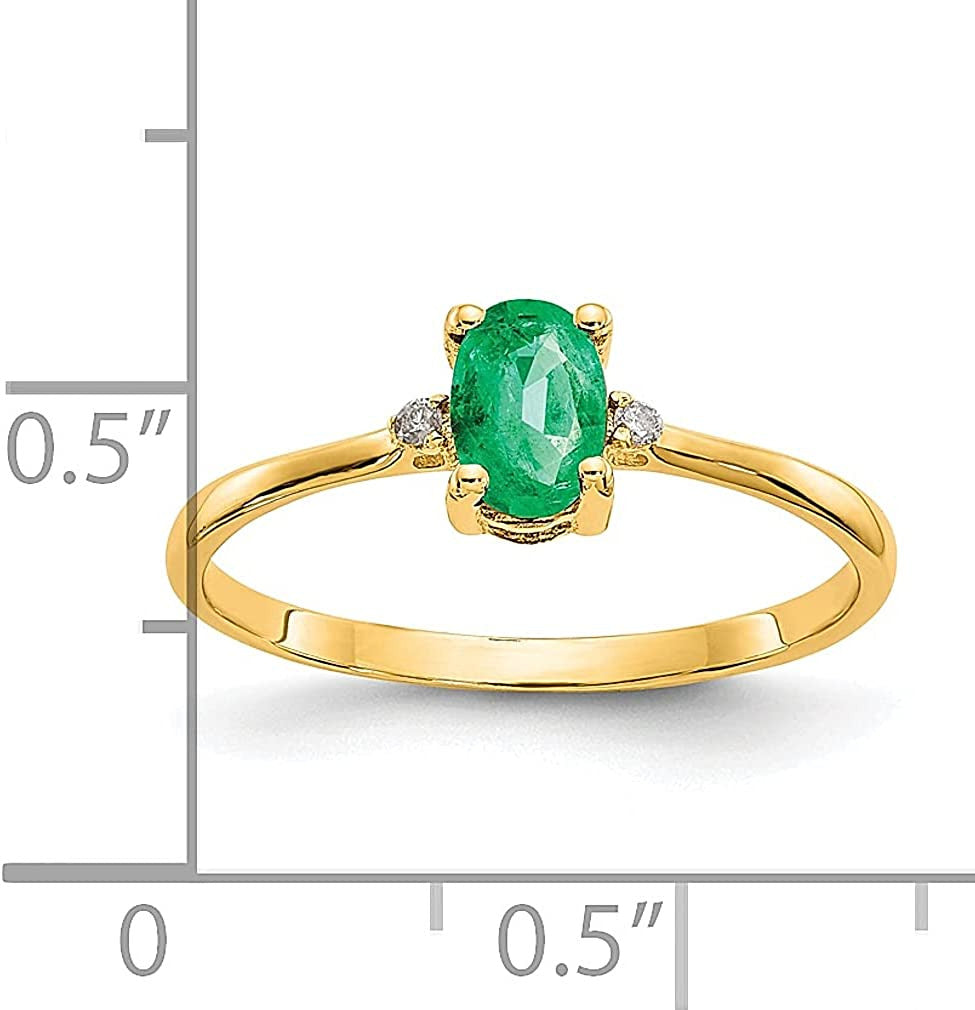 14K Yellow Gold Diamond Green Emerald Birthstone Band Ring Size 6.00 Stone May F