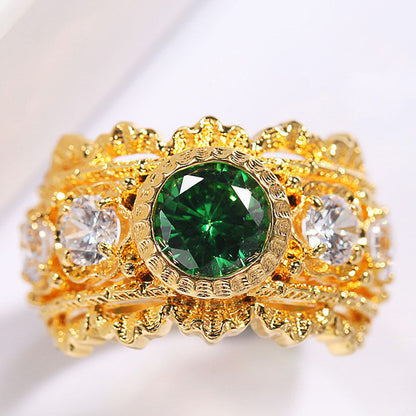 Women'S Silver Gilded Lace Hollow Zircon Ring