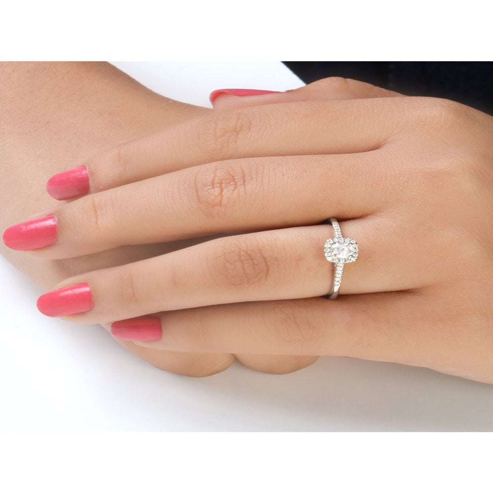 Imperial Diamond 1/2 Carat T.W. Diamond Single Halo 10Kt White Gold Engagement R