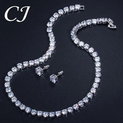 CANDICE Hot Sale 18K White Gold Plated round CZ Diamond Classic Women Wedding Ne