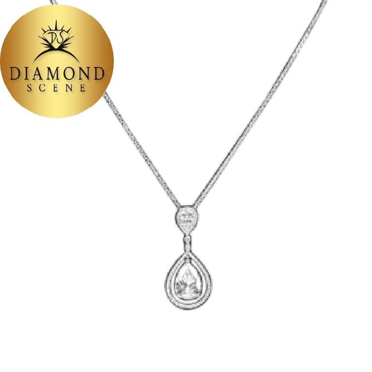 GIA CERTIFIED PEAR SHAPE F COLOR SI2 CLARITY PENDANT 5.12 CT SET .75 CT DIAMOND