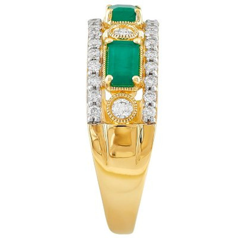 Emerald and 0.50 CT. T.W. Diamond Ring in 14K Yellow Gold