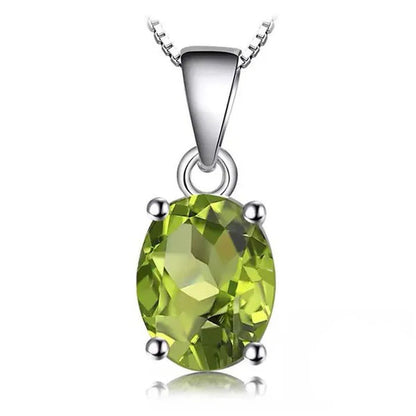 Majesty Diamonds MDS210130 2.2 CT Oval Green Peridot Solitaire Pendant Necklace