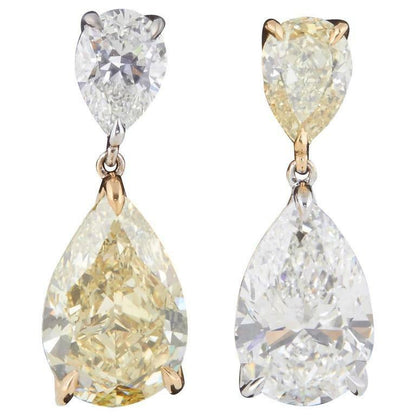 Incredible GIA certified Yellow and White Diamond Two Color Gold Earrings