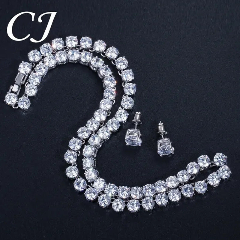 CANDICE Hot Sale 18K White Gold Plated round CZ Diamond Classic Women Wedding Ne
