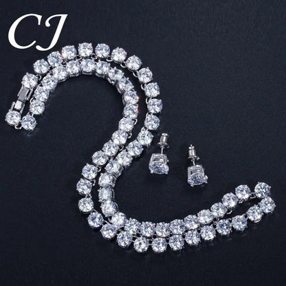 CANDICE Hot Sale 18K White Gold Plated round CZ Diamond Classic Women Wedding Ne