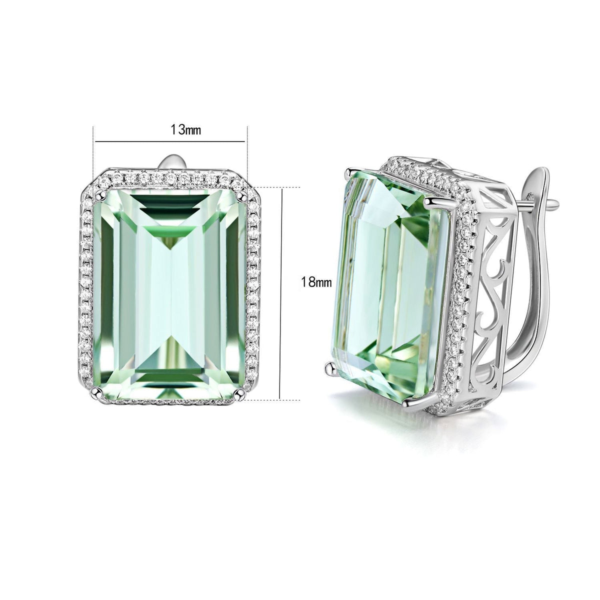 Luxurious and High-Grade Natural Green Crystal Earrings, Fashionable Design, S92